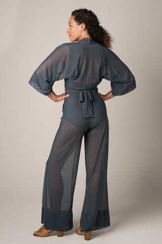 Mesh Palazzo Pant - Blue Stone