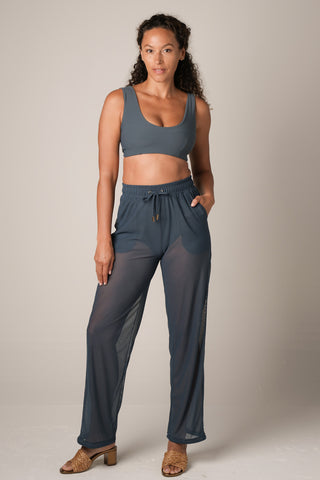 Mesh Drawcord Joggers - Blue Stone