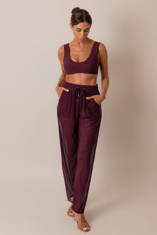 Mesh Drawcord Joggers - Bordo