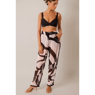 Printed Mesh Drawcord Joggers - Black Geo