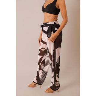 Printed Mesh Drawcord Joggers - Black Geo