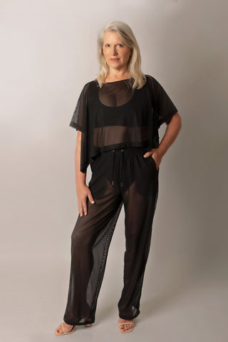 Mesh Drawcord Joggers - Black