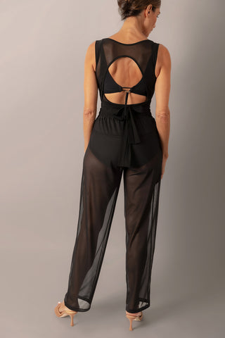 Mesh Drawcord Joggers - Black