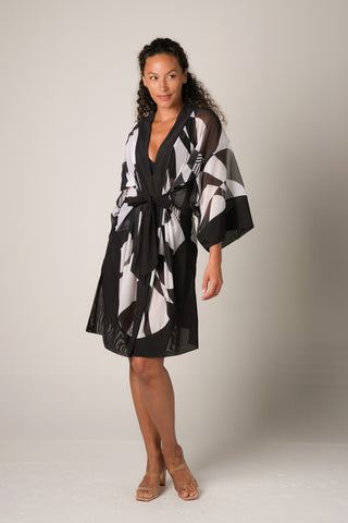 Mesh Kimono - Black Geo