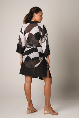 Mesh Kimono - Black Geo