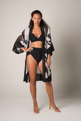 Mesh Kimono - Black Geo