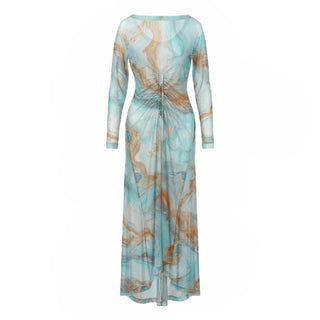 Mesh Long Dress - Sea Marble