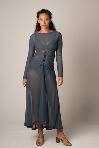 Mesh Long Dress - Blue Stone