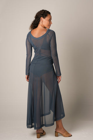 Mesh Long Dress - Blue Stone