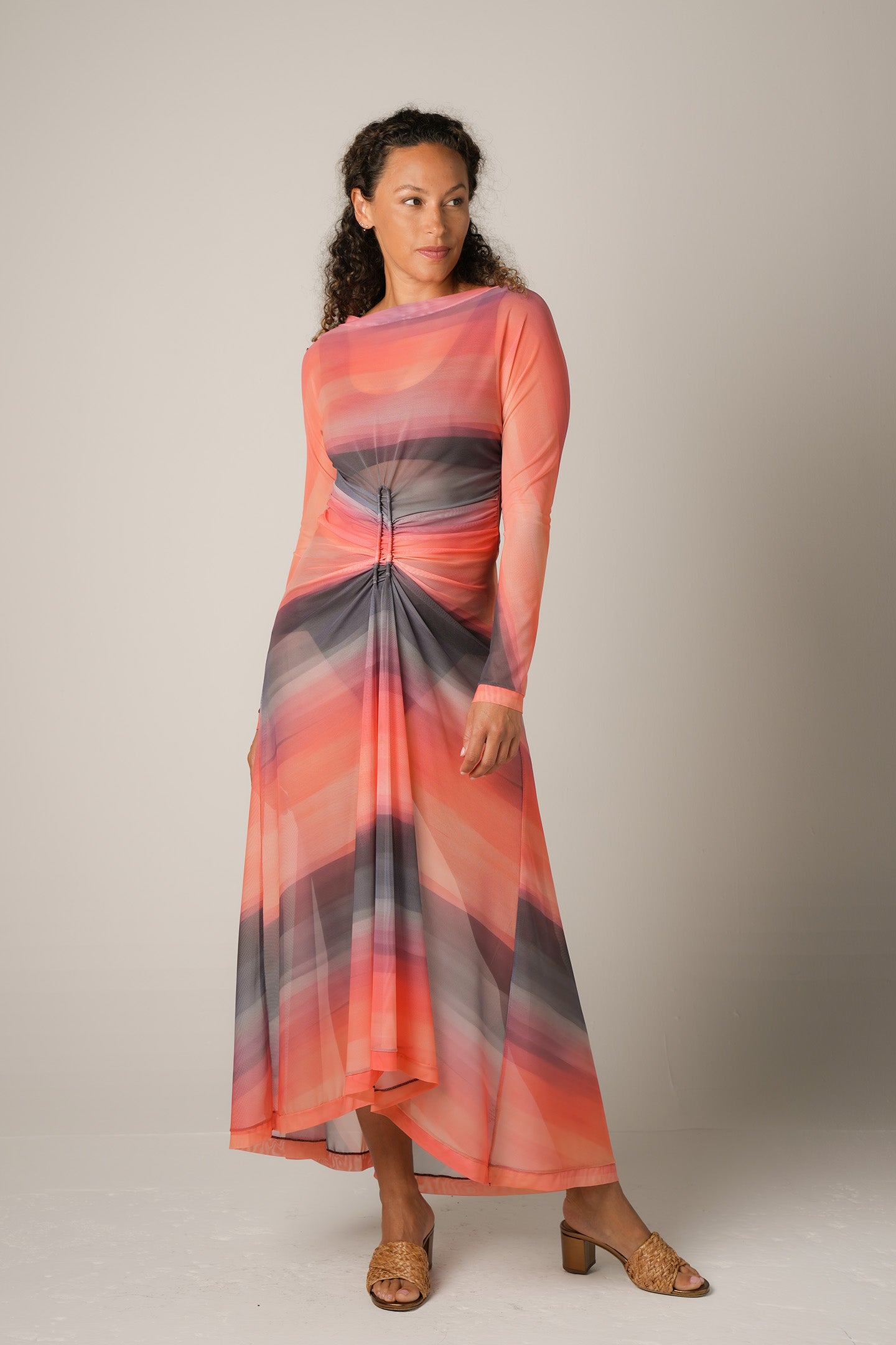 sunset mesh dress Mesh Long Dress