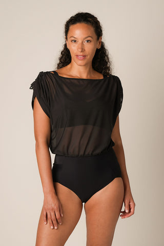 Mesh Top One Piece - Black