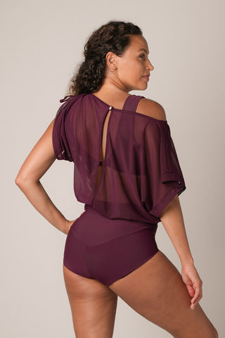 Mesh Top One Piece - Bordo