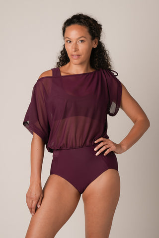 Mesh Top One Piece - Bordo