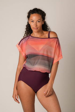 Mesh Top One Piece - Sunset