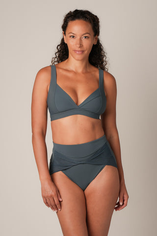 The Plunge Swim Bra - Blue Stone