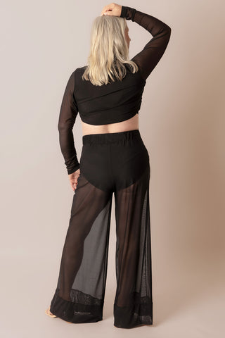 Mesh Palazzo Pant - Black