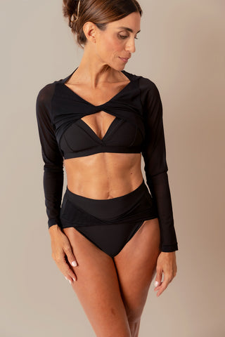 Reversible Mesh Twist Top - Black