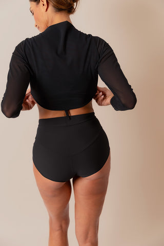 Reversible Mesh Twist Top - Black