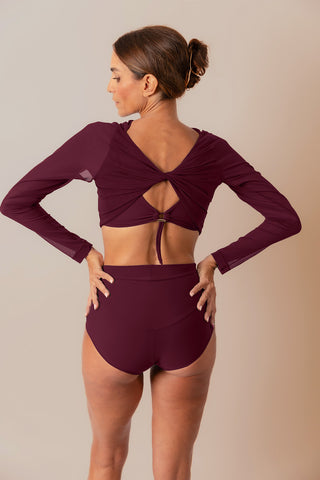 Reversible Mesh Twist Top - Bordo